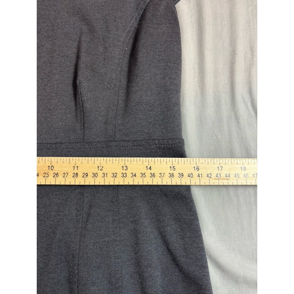 Ann Taylor Loft Sheath Dress Charcoal Gray Round Neck Capped Sleeve Zip Size 8 - Picture 3 of 7